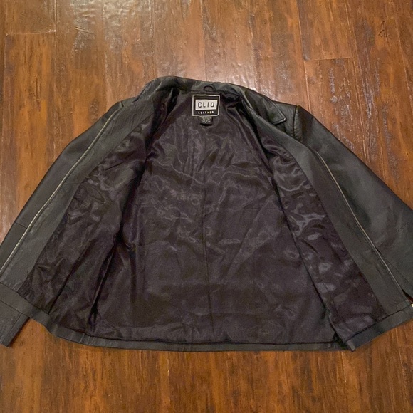 Vintage CLIO Leather Black 100% Leather Coat Women’s Size 8 - Picture 12 of 15